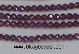 CTG619 15.5 inches 2mm faceted round Indian purple garnet beads