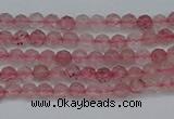 CTG625 15.5 inches 2mm faceted round strawberry quartz beads