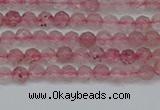 CTG626 15.5 inches 3mm faceted round strawberry quartz beads