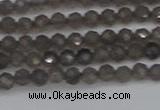 CTG640 15.5 inches 3mm faceted round smoky black obsidian beads