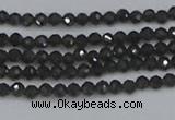 CTG641 15.5 inches 2mm faceted round golden black obsidian beads