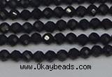 CTG644 15.5 inches 3mm faceted round black tourmaline beads