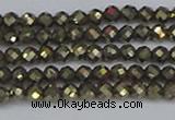 CTG646 15.5 inches 3mm faceted round golden pyrite beads