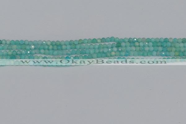 CTG648 15.5 inches 3mm faceted round Peru amazonite beads