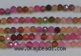 CTG651 15.5 inches 2mm faceted round tourmaline gemstone beads