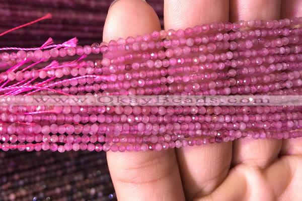 CTG705 15.5 inches 2mm faceted round tiny pink tourmaline beads