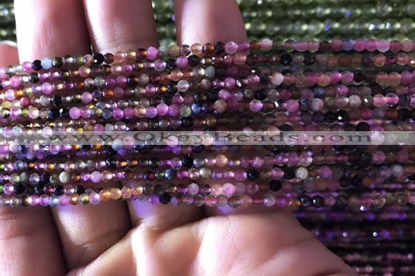 CTG729 15.5 inches 2mm faceted round tiny tourmaline beads