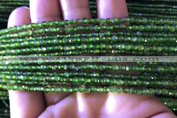 CTG748 15.5 inches 3mm faceted round tiny diopside beads