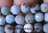 CTG772 15.5 inches 6mm faceted round tiny larimar gemstone beads