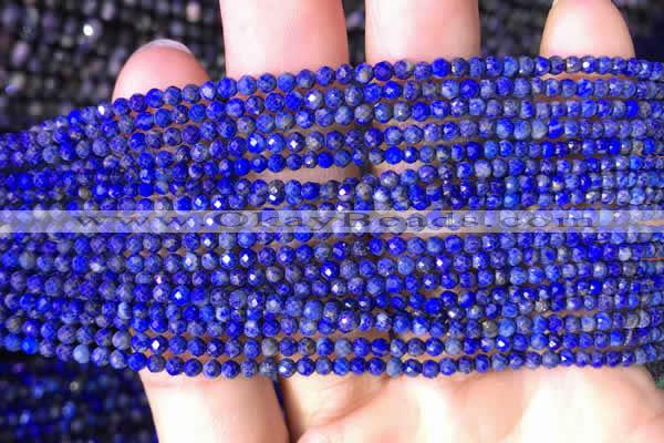 CTG781 15.5 inches 2mm faceted round tiny lapis lazuli beads wholesale