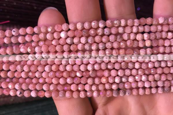 CTG800 15.5 inches 3mm faceted round tiny rhodochrosite beads