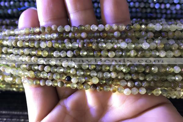 CTG818 15.5 inches 3mm faceted round tiny green garnet beads