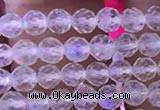 CTG835 15.5 inches 4mm faceted round tiny white moonstone beads