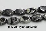 CTJ11 16 inches 10*14mm oval black water jasper beads wholesale