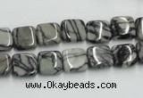 CTJ14 16 inches 10*10mm square black water jasper beads wholesale