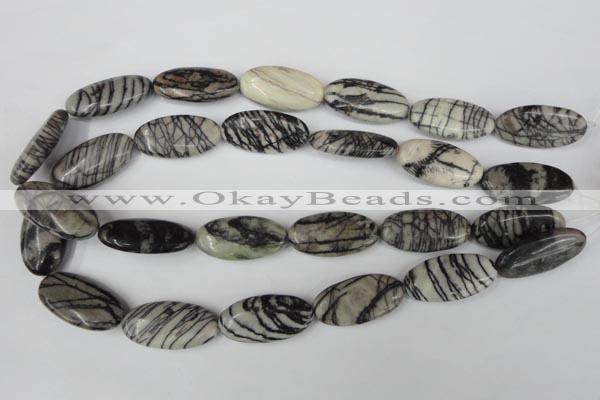 CTJ223 15.5 inches 15*30mm oval black water jasper beads wholesale