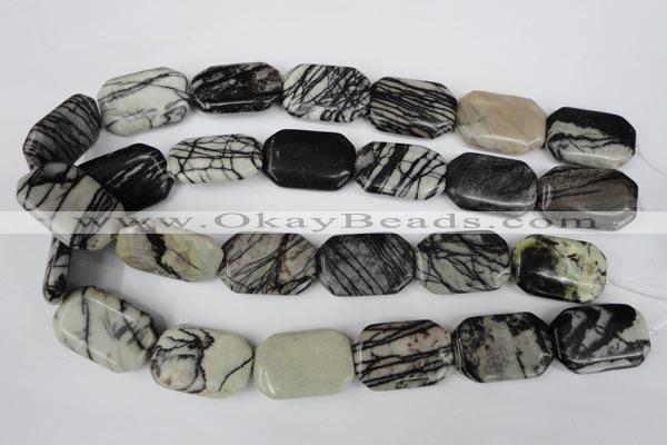 CTJ244 15.5 inches 20*30mm octagonal black water jasper beads