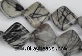 CTJ264 15.5 inches 15*15mm diamond black water jasper beads