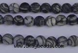 CTJ400 15.5 inches 4mm round matte black water jasper beads