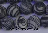 CTJ405 15.5 inches 14mm round matte black water jasper beads