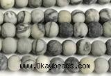 CTJ430 15 inches 4mm round matte black water jasper beads