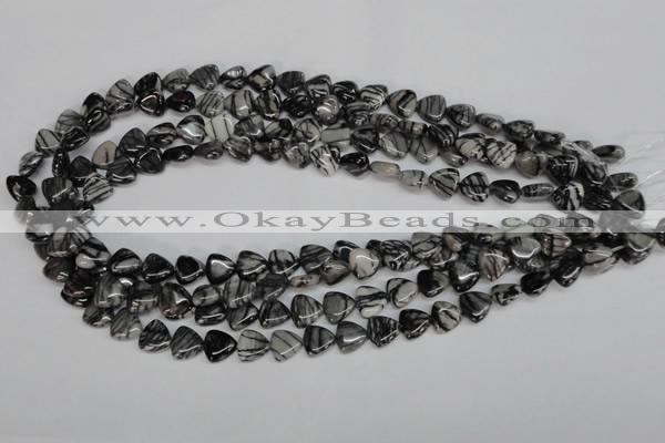 CTJ55 15.5 inches 10*10mm triangle black water jasper beads wholesale