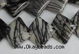 CTJ64 15.5 inches 16*16mm diamond black water jasper beads wholesale