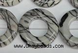 CTJ70 15.5 inches 30mm donut black water jasper beads wholesale