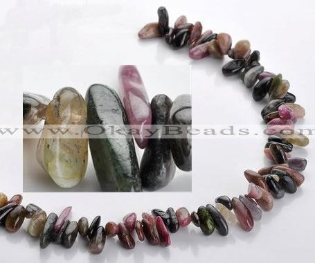 CTO04 15.5 inches 5*13mm freeform natural tourmaline chips beads