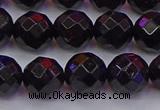 CTO138 15.5 inches 10mm faceted round black tourmaline beads