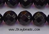 CTO139 15.5 inches 12mm faceted round black tourmaline beads