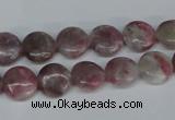 CTO202 15.5 inches 10mm flat round pink tourmaline gemstone beads