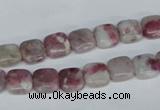 CTO205 15.5 inches 8*8mm square pink tourmaline gemstone beads