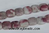 CTO207 15.5 inches 12*12mm square pink tourmaline gemstone beads