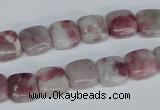 CTO208 15.5 inches 16*16mm square pink tourmaline gemstone beads