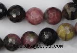 CTO46 15.5 inches 10mm faceted round natural tourmaline beads