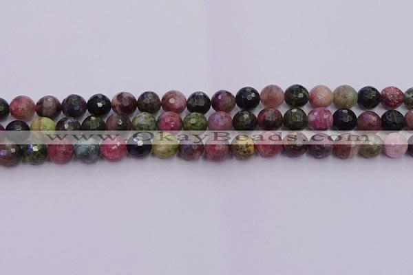 CTO636 15.5 inches 8mm faceted round tourmaline gemstone beads