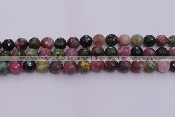 CTO638 15.5 inches 12mm faceted round tourmaline gemstone beads