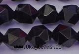 CTO648 15.5 inches 12mm faceted nuggets black tourmaline beads