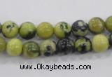 CTP102 15.5 inches 8mm round yellow pine turquoise beads wholesale