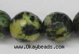 CTP218 15.5 inches 20mm faceted round yellow pine turquoise beads