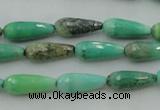 CTR06 15.5 inches 6*16mm faceted teardrop grass agate beads