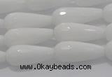 CTR105 15.5 inches 8*20mm faceted teardrop white porcelain beads