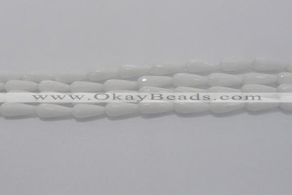 CTR105 15.5 inches 8*20mm faceted teardrop white porcelain beads