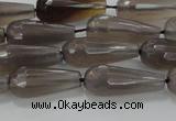 CTR106 15.5 inches 8*20mm faceted teardrop grey agate beads