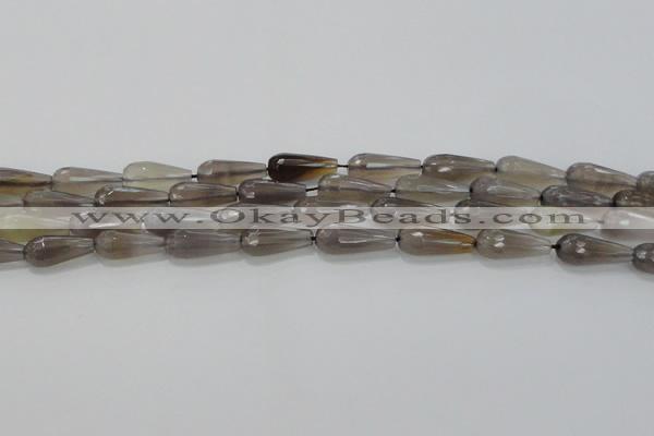 CTR106 15.5 inches 8*20mm faceted teardrop grey agate beads