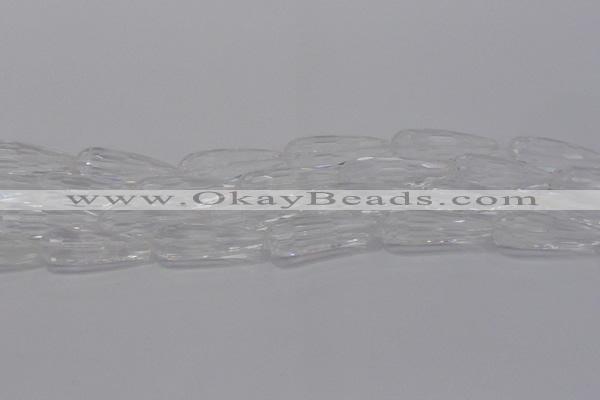 CTR130 15.5 inches 10*30mm faceted teardrop white crystal beads