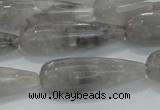 CTR131 15.5 inches 10*30mm faceted teardrop cloudy quartz beads