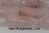 CTR132 15.5 inches 10*30mm faceted teardrop pink quartz beads