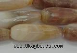 CTR141 15.5 inches 10*30mm faceted teardrop yellow agate beads